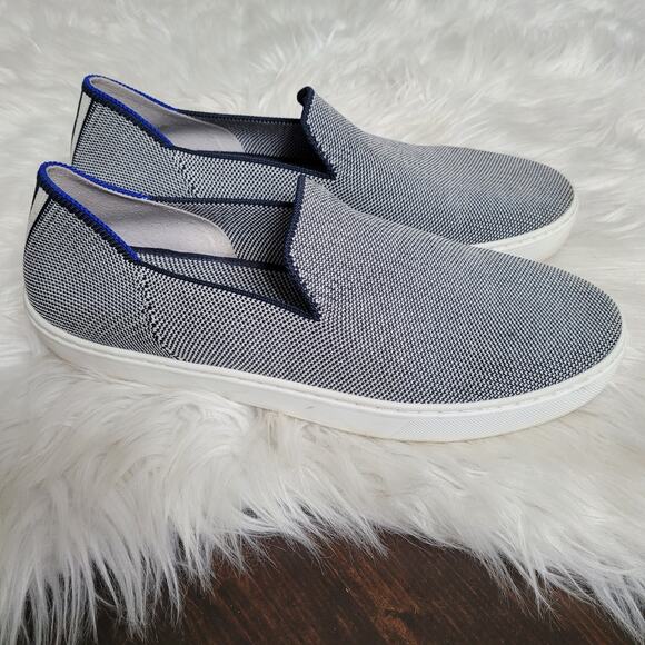 Rothy’s Women’s 9 The Original Sneaker Anchor Blue Knit Slip On Shoes Clean EUC - Picture 1 of 11